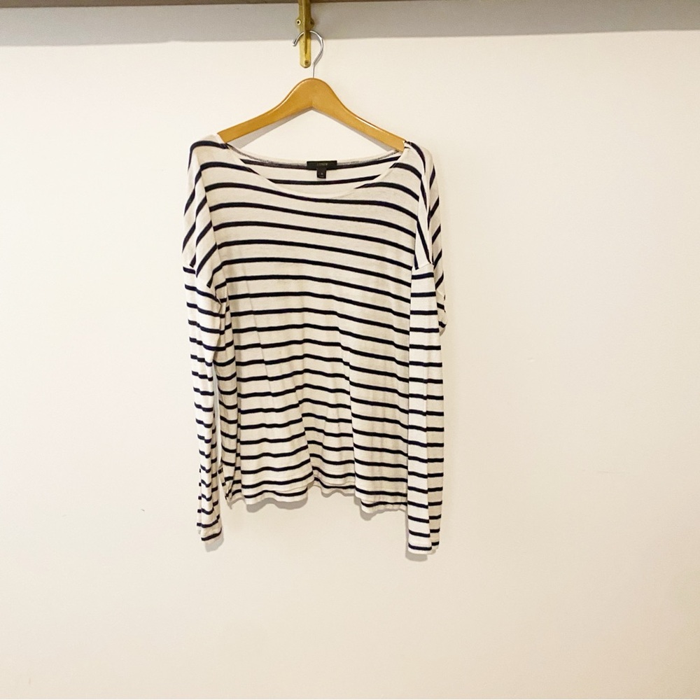 J. Crew Navy and White Striped Long Sleeve Top